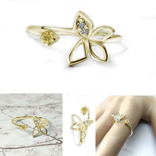 Butterfly-Yellow-Sapphire-Diamond-CZ-Silver-Birthstone-Ring-Finejewelthai-R1443yl
