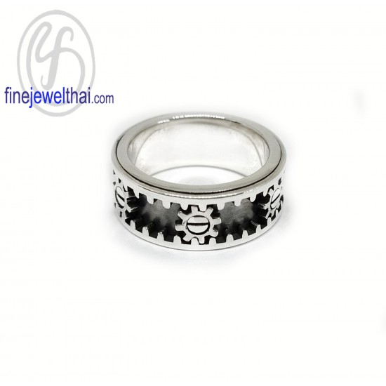 แหวนเกียร์หมุน-แหวนเงิน-แหวนเกลี้ยง-เงินแท้-R147100