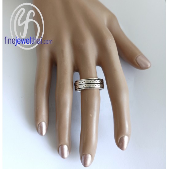 แหวนมีลาย-หมุนได้-แหวนเงิน-แหวนเกลี้ยง-เงินแท้-R147400