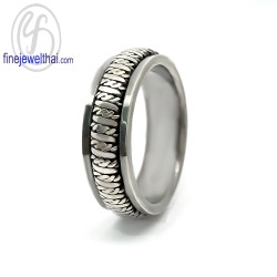 แหวนมีลาย-หมุนได้-แหวนเงิน-แหวนเกลี้ยง-เงินแท้-R205800