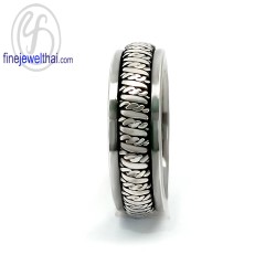 แหวนมีลาย-หมุนได้-แหวนเงิน-แหวนเกลี้ยง-เงินแท้-R205800