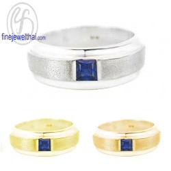 แหวนไพลิน -แหวนเงิน-แหวนพลอยแท้-แหวนประจำเดือนเกิด-R3029bl