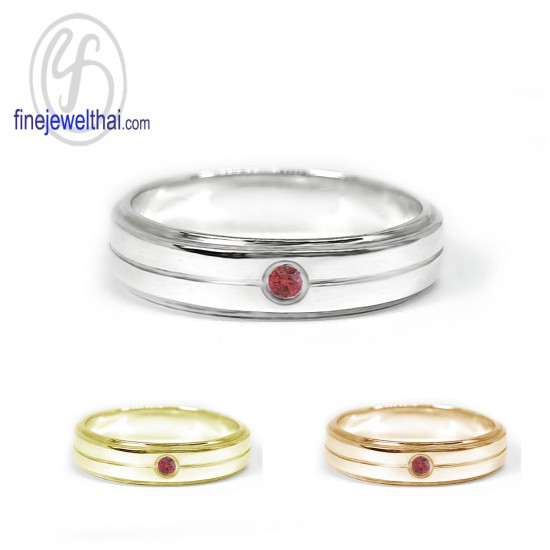 แหวนทับทิม-แหวนเงิน-ทับทิมแท้-เงินแท้925-แหวนพลอยแท้-แหวนประจำเดือนเกิด-R3044rb