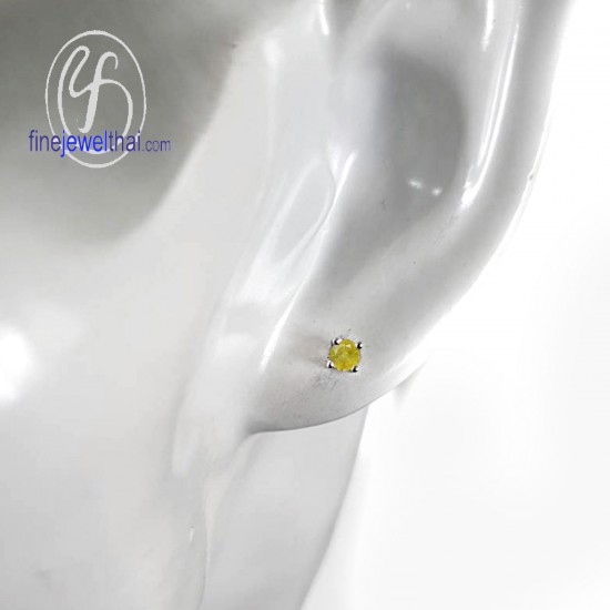 ต่างหูบุษราคัม-ต่างหูเงิน-บุษราคัมแท้-เงินแท้925-ออกแบบพิเศษ-finejewelthai-E1265yl
