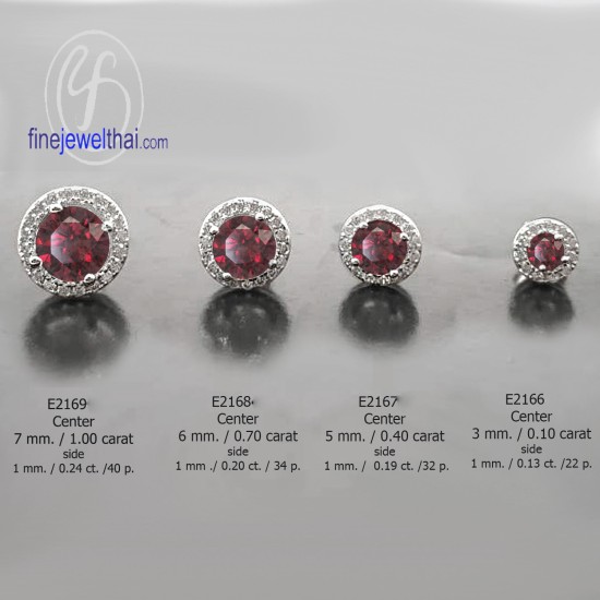 ต่างหูโกเมน-ต่างหูเงิน-โกเมนแท้-เงินแท้ 925-ออกแบบพิเศษ-finejewelthai-E2166gm