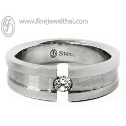 แหวนสแตนเลส-แหวนเพชร-แหวนผู้ชาย-R2108cz