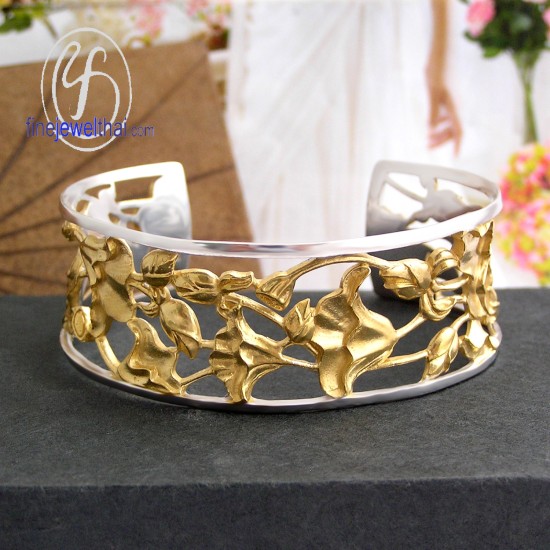 กำไลบัว-บัว-สุวัน-กำไลเงินแท้-เงินแท้-พ่นทรายทอง-ทองคำขาว-suwan-finejewelthai-SWB003-4