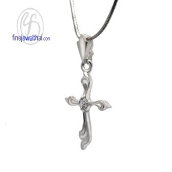 จี้เพชร-จี้เงิน-จี้ไม้กางเขน-เพชร-cz-พลอยประจำเดือนเกิด-Finejewelthai-P1022cz