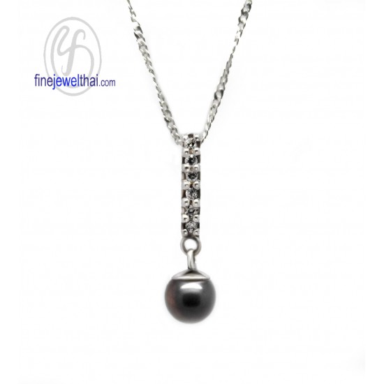 Black-Pearl-Diamond-Cz-Silver-Pendant-finejewelthai-P1087pl