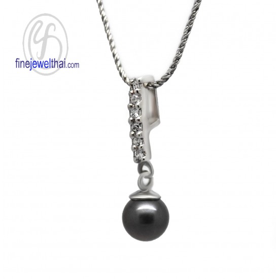  Black-Pearl-Diamond-Cz-Silver-Pendant-finejewelthai-P1087pl