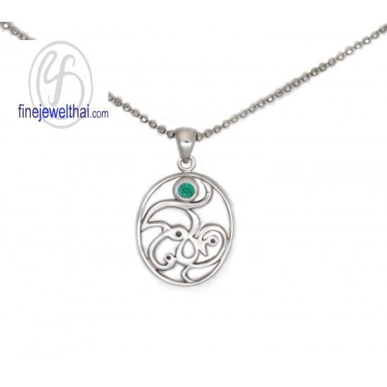 Emerald-Lucky-Silver-Pendant-P1043em