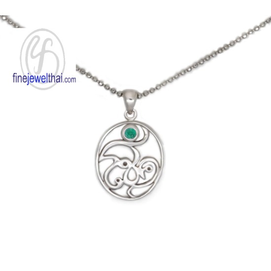 Emerald-Lucky-Silver-Pendant-P1043em Emerald-Lucky-Silver-Pendant-P1043em