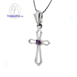 จี้อะเมทิสต์-จี้ไม้กางเขน-จี้เงิน-จี้พลอย-อะเมทิสต์แท้-P1021amt