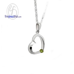 จี้เพอริดอท-จี้หัวใจ-จี้เงิน-จี้พลอย-พลอยประจำเดือน-P1102pd
