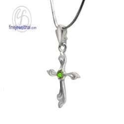 จี้เพอริดอท-จี้ไม้กางเขน-จี้เงิน-จี้พลอย-พลอยประจำเดือน-P1022pd