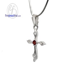 จี้โกเมน-จี้พลอย-จี้ไม้กางเขน-พลอยประจำเดือน-P1022gm