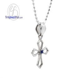 จี้ไพลิน-จี้ไม้กางเขน-จี้พลอย-จี้เงิน-พลอยประจำเดือน-P1120bl จี้ไพลิน-จี้ไม้กางเขน-จี้พลอย-จี้เงิน-พลอยประจำเดือน-P1120bl
