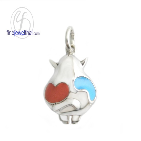 Enamel-Cow-silver-Pendant-finejewelthai-P106501E