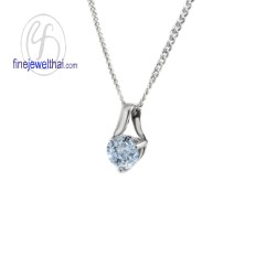 จี้อะควอมารีน-เงินแท้-จี้พลอย-จี้หัวใจ-พลอยประจำเดือนเกิด-P1005aq