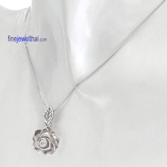 จี้เพชร-จี้กุหลาบ-จี้เงิน-เพชร-cz-พลอยประจำเดือนเกิด-Finejewelthai-P1048cz