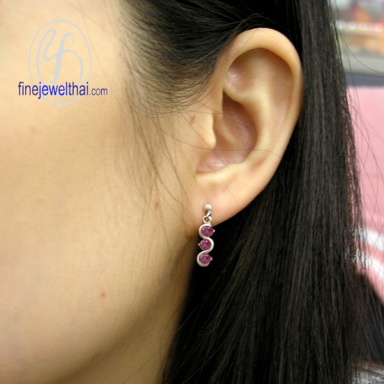 ต่างหูทับทิม-ต่างหูเงิน-ทับทิมแท้-เงินแท้925-ออกแบบพิเศษ-finejewelthai-E1009rb