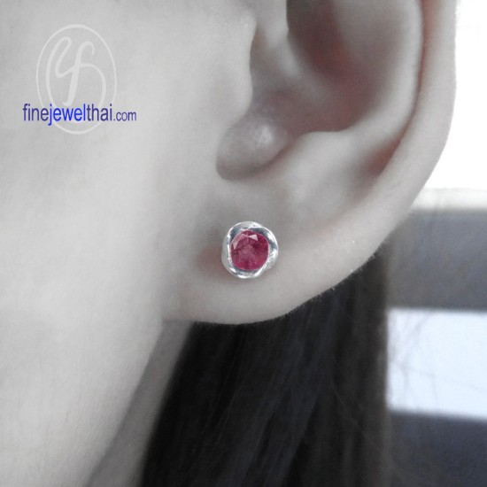 ต่างหูทับทิม-ต่างหูเงิน-ทับทิมแท้-เงินแท้925-ออกแบบพิเศษ-finejewelthai-E1054rb