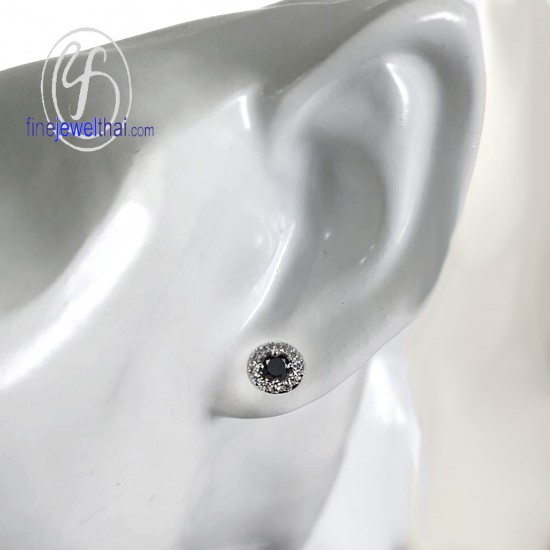 Black-spinel-Oynx-Diamond-Cz-Silver-Earring-finejewelthai-E2169on