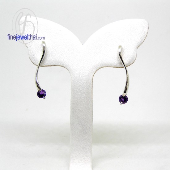 ต่างหูอะเมทิสต์-ต่างหูเงิน-อะเมทิสต์-เงินแท้925-ออกแบบพิเศษ-finejewelthai-E1041am