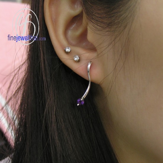 ต่างหูอะเมทิสต์-ต่างหูเงิน-อะเมทิสต์-เงินแท้925-ออกแบบพิเศษ-finejewelthai-E1041am