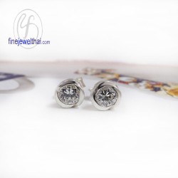 ต่างหูเพชร-ต่างหูเงิน-เพชรสังเคราะห์-เงินแท้925-E1054cz
