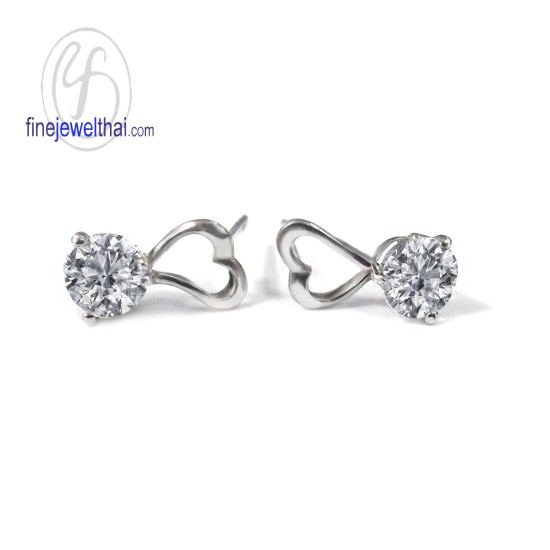 ต่างหูเพชร-ต่างหูเงิน-เพชรสังเคราะห์-เงินแท้925-E1037cz