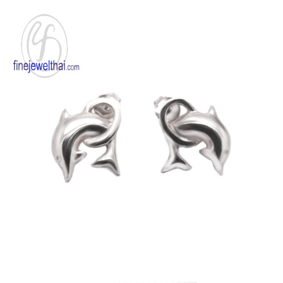 ต่างหูเงิน-ต่างหูปลาโลมา-เงินแท้925-ออกแบบพิเศษ-finejewelthai-E105900