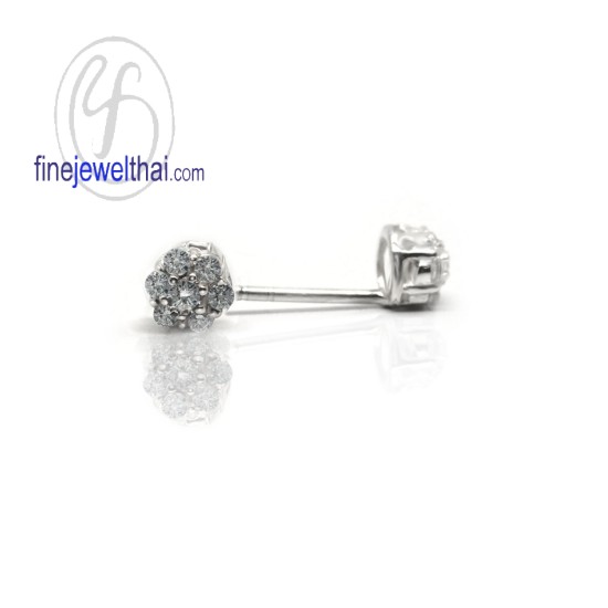 ต่างหูเพชร-ต่างหูเงิน-เพชรสังเคราะห์-เงินแท้925-E3060cz