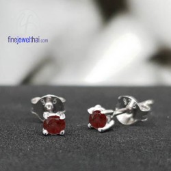 ต่างหูโกเมน-ต่างหูเงิน-โกเมนแท้-เงินแท้ 925-ออกแบบพิเศษ-finejewelthai-E2165gm