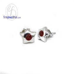 ต่างหูโกเมน-ต่างหูดาว-ต่างหูเงิน-โกเมนแท้-เงินแท้925-ออกแบบพิเศษ-finejewelthai-E1004gm