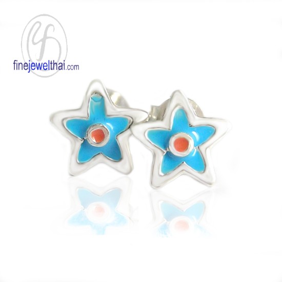 ต่างหูรูปดาว-ต่างหูลงสี-ต่างหูเงิน-เงินแท้925-finejewelthai-E306400E-1