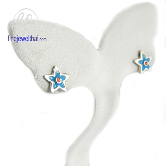 ต่างหูรูปดาว-ต่างหูลงสี-ต่างหูเงิน-เงินแท้925-finejewelthai-E306400E-1