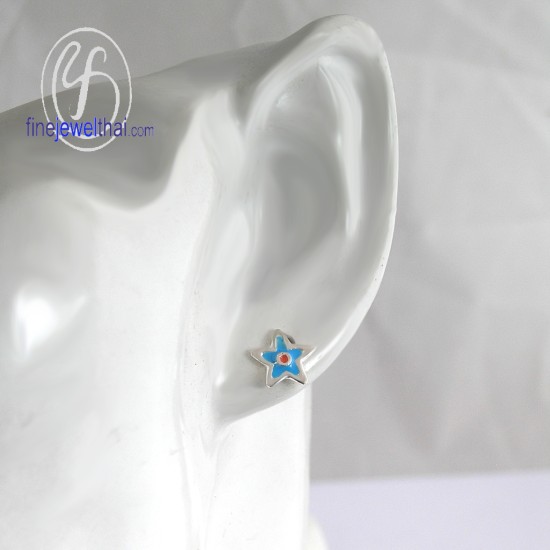 ต่างหูรูปดาว-ต่างหูลงสี-ต่างหูเงิน-เงินแท้925-finejewelthai-E306400E-1
