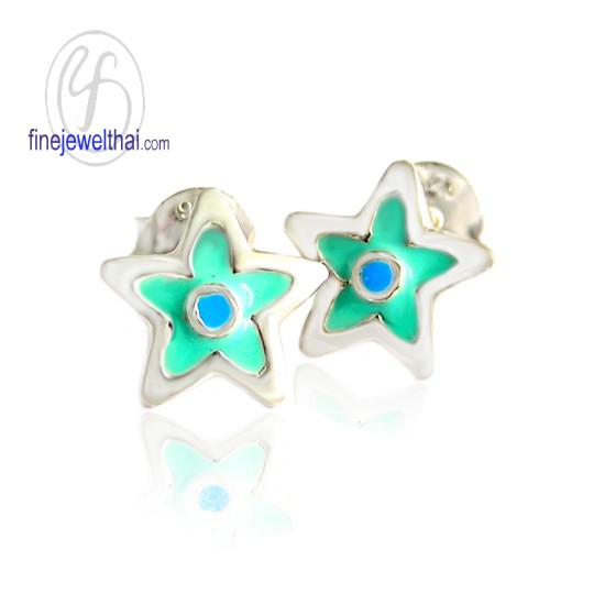 ต่างหูรูปดาว-ต่างหูลงสี-ต่างหูเงิน-เงินแท้925-finejewelthai-E306400E-2