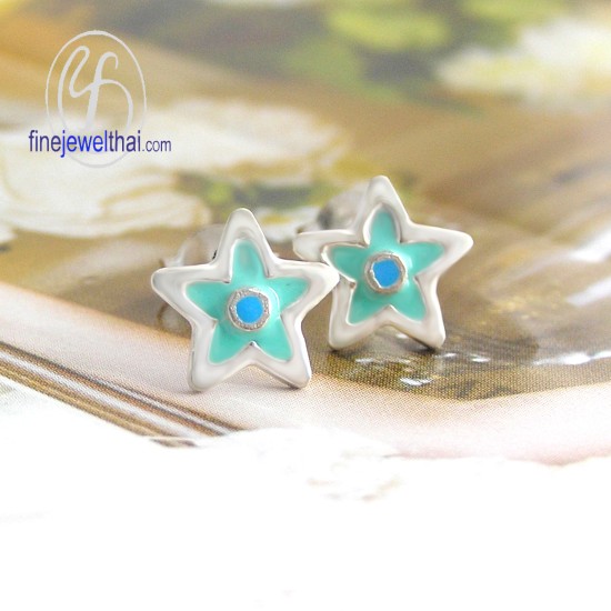ต่างหูรูปดาว-ต่างหูลงสี-ต่างหูเงิน-เงินแท้925-finejewelthai-E306400E-2