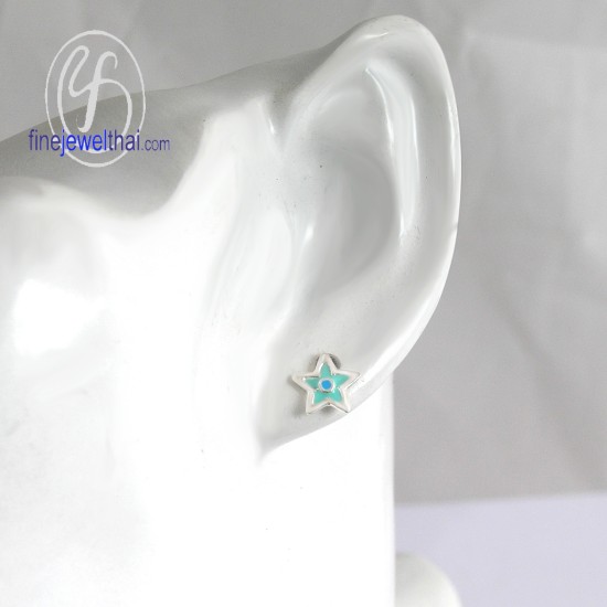 ต่างหูรูปดาว-ต่างหูลงสี-ต่างหูเงิน-เงินแท้925-finejewelthai-E306400E-2