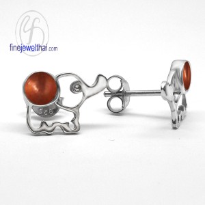 ต่างหูช้าง-ต่างหูลงสี-ต่างหูเงิน-เงินแท้925-ออกแบบพิเศษ-finejewelthai-E107700em-red