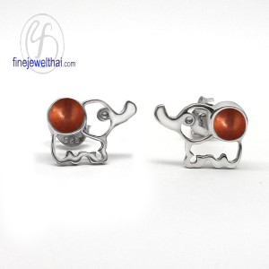 ต่างหูช้าง-ต่างหูลงสี-ต่างหูเงิน-เงินแท้925-ออกแบบพิเศษ-finejewelthai-E107700em-red