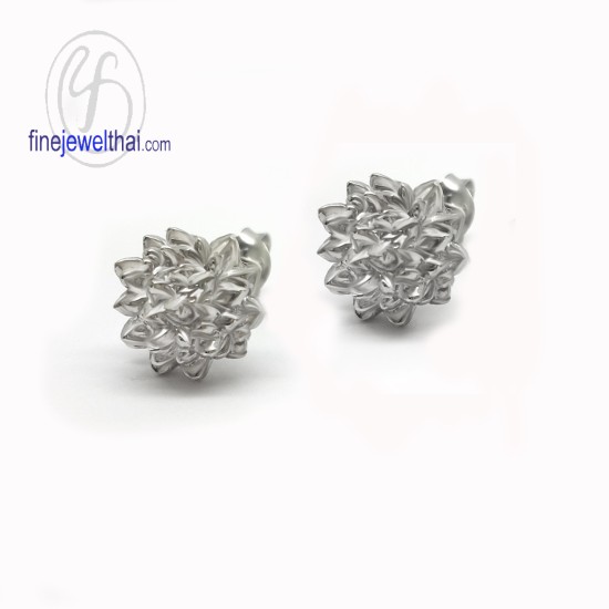 ต่างหูดอกไม้-ต่างหูเงิน-เงินแท้925-ออกแบบพิเศษ-finejewelthai-E107600