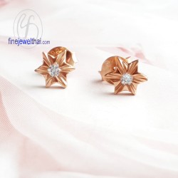 ต่างหูเพชร-ต่างหูทองสีชมพู-ทองสีชมพูแท้750-ออกแบบพิเศษ-finejewelthai-E1156pgp