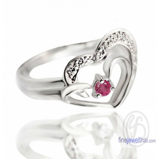 แหวนทับทิม-เพชรcz-แหวนเงิน-แหวนพลอย-ทับทิมแท้-R1190rb