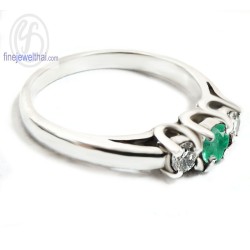 แหวนมรกต-เพชรcz-แหวนเงิน-แหวนพลอยแท้-R1156em แหวนมรกต-เพชรcz-แหวนเงิน-แหวนพลอยแท้-R1156em