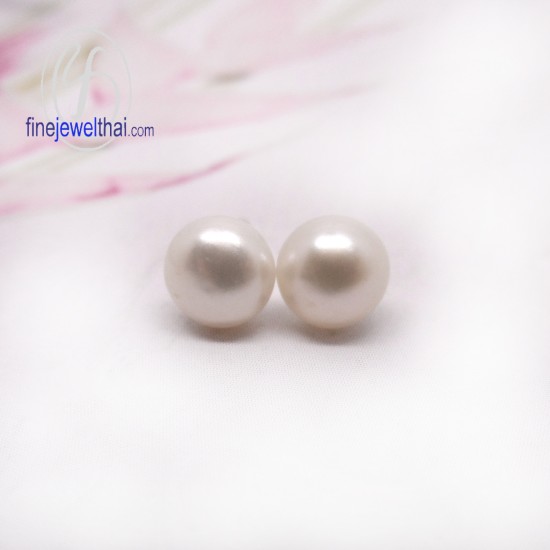 ต่างหูมุก-มุกสีขาว-ต่างหูเงินแท้-finejewelthai-E1032pl