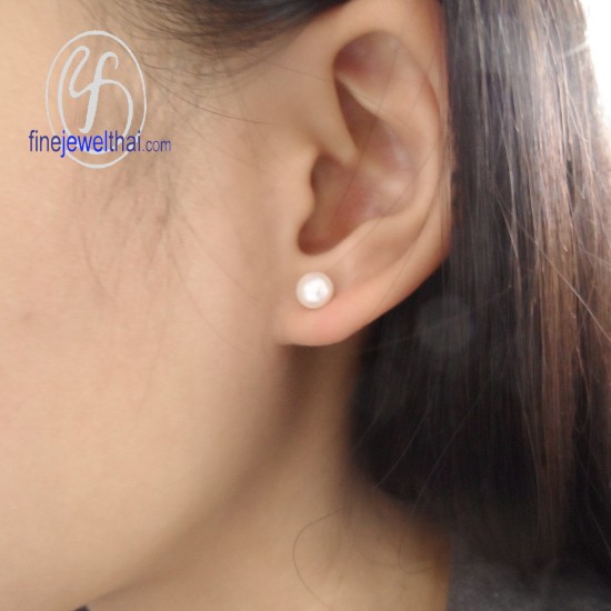 ต่างหูมุก-มุกสีขาว-ต่างหูเงินแท้-finejewelthai-E1032pl