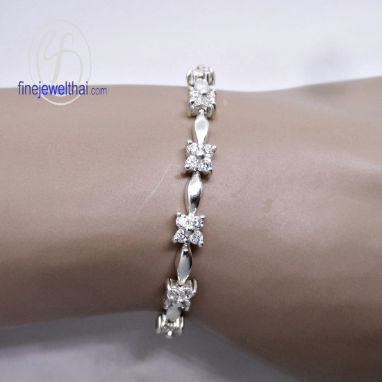 สร้อยข้อมือเงินแท้-สร้อยข้อมือเพชรสังเคราะห์-สร้อยแขน-เงินแท้925-เพชรสังเคราะห์-T1005cz